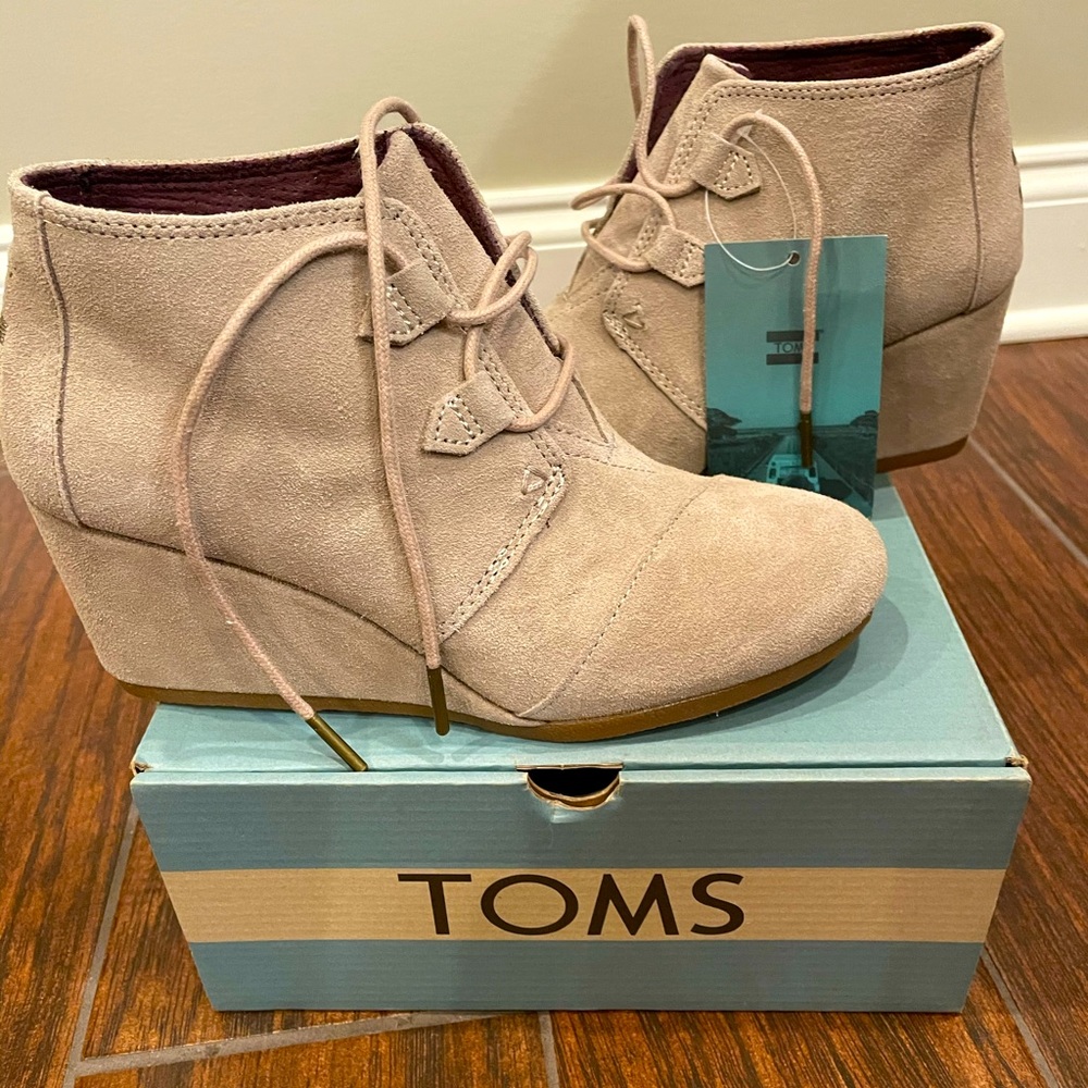 TOMS suede wedge bootie